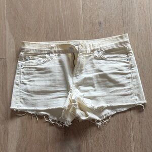 Hudson Jeans Cream Frayed Jean Shorts